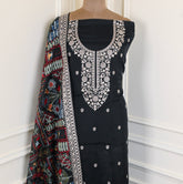 Organza Black Unstitched Suit
